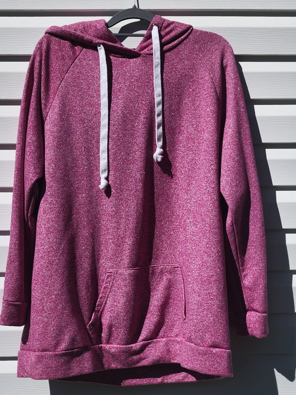 Women's Heathered Raspberry Hoodie with Kangaroo Pocket